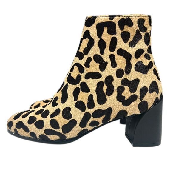 Van Eli Calf Hair Leopard Print Ankle Boots Size 7 Block Heel Cheetah Print - Picture 4 of 15